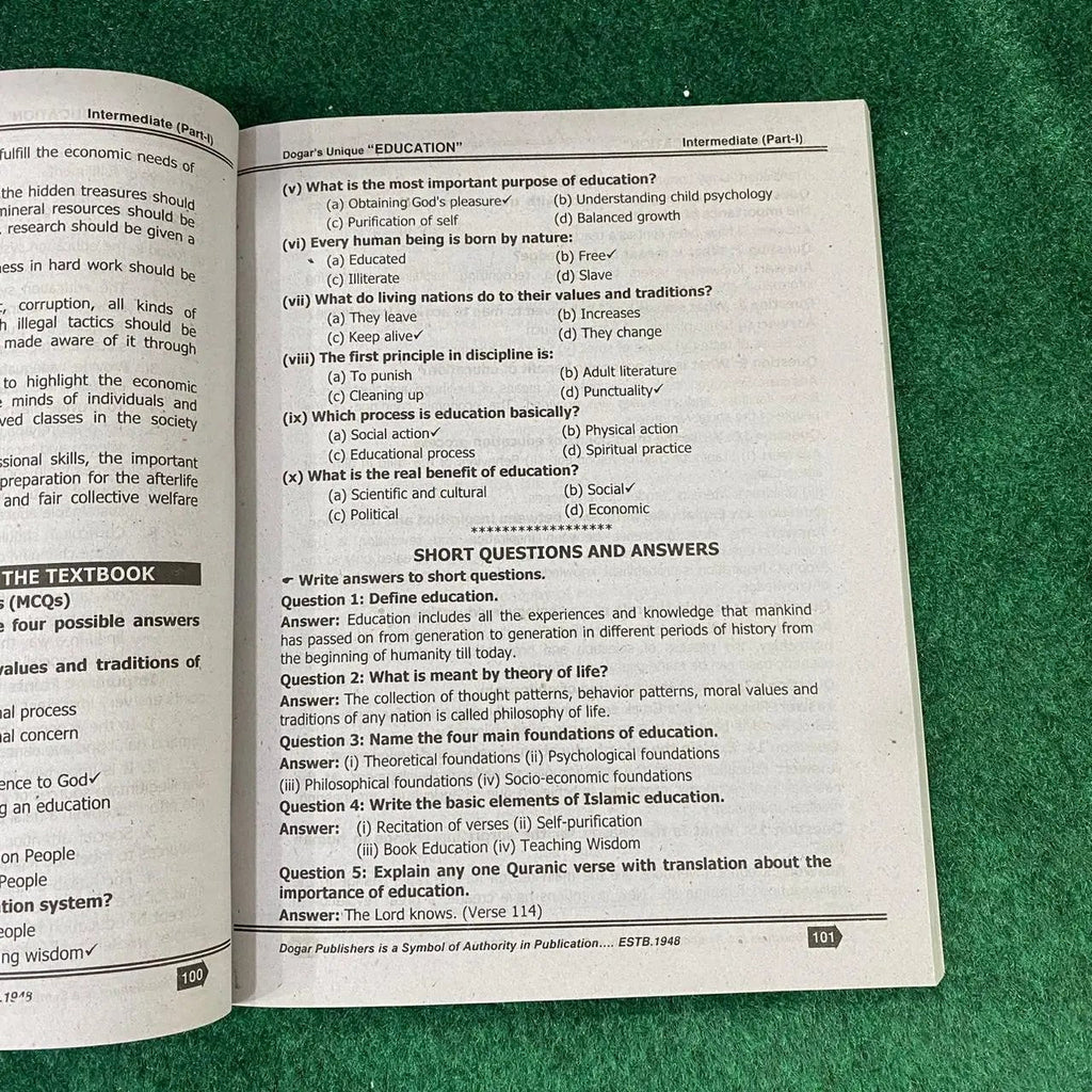 Intermediate Education Part-I – Subjective & Objective Guide