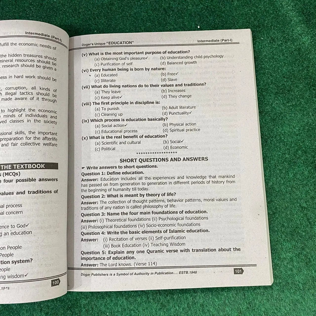 Intermediate Education Part-I – Subjective & Objective Guide