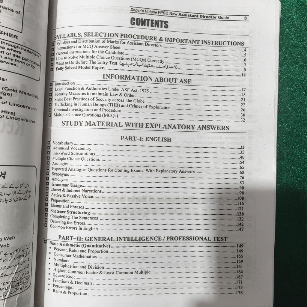 ASF Recruitment Test Guide Assistant Director (BS-17) and Inspector (BS-16) by Sajjad Haider (Ex Officer, ASF)