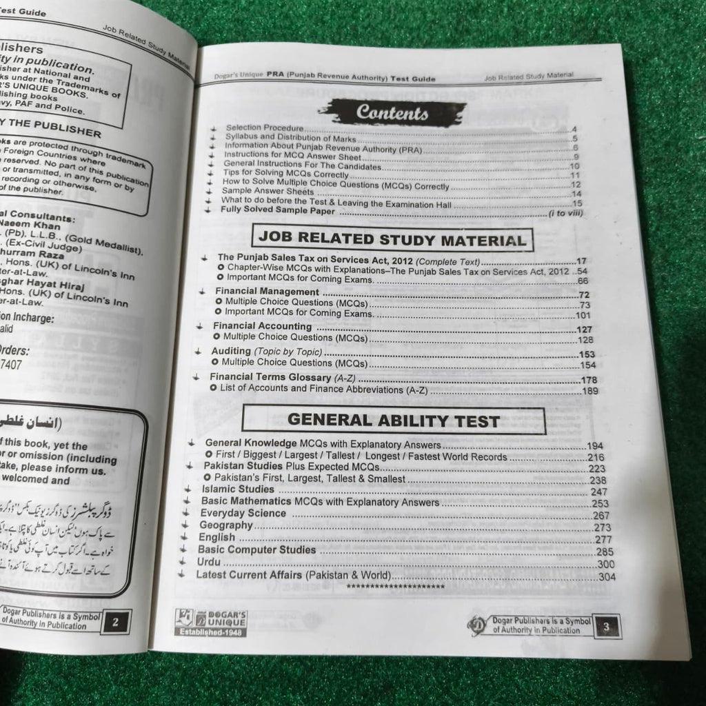 Punjab Revenue Authority (PRA) Test Guide by Malik Suleman