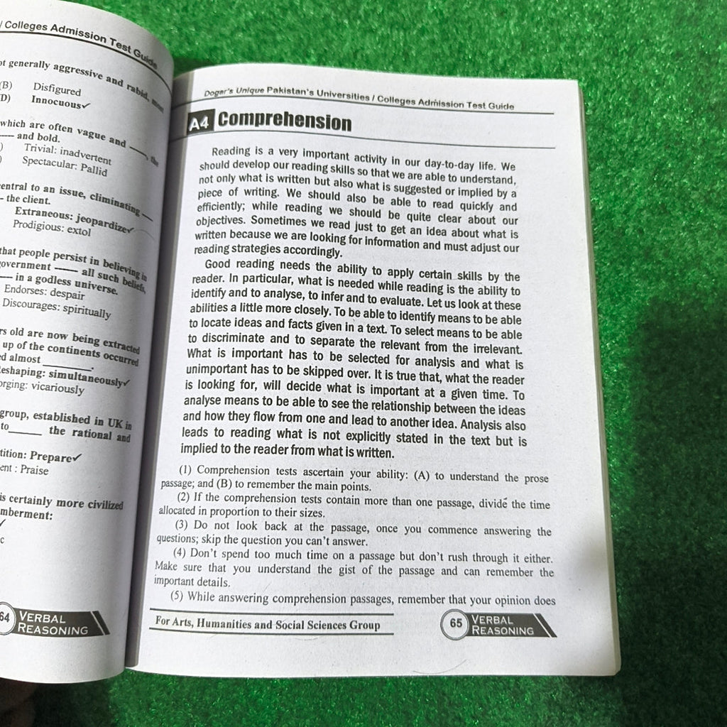 PU-AHS USAT-GS Arts-Humanities & Social Science Admission Test by Dogar Publishers