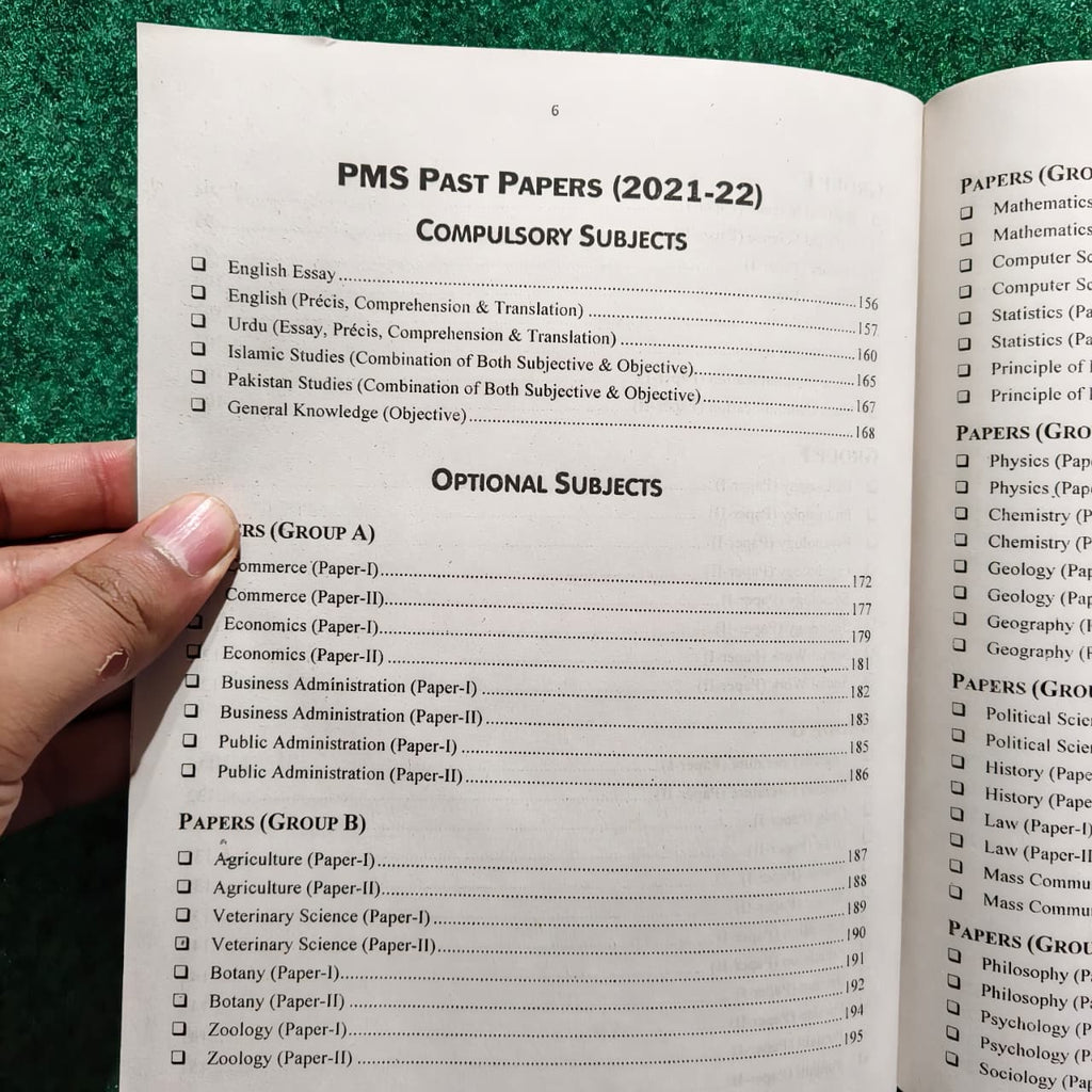 PMS Complete Syllabus and Past Papers (Compulsory + Oprional Subjects)