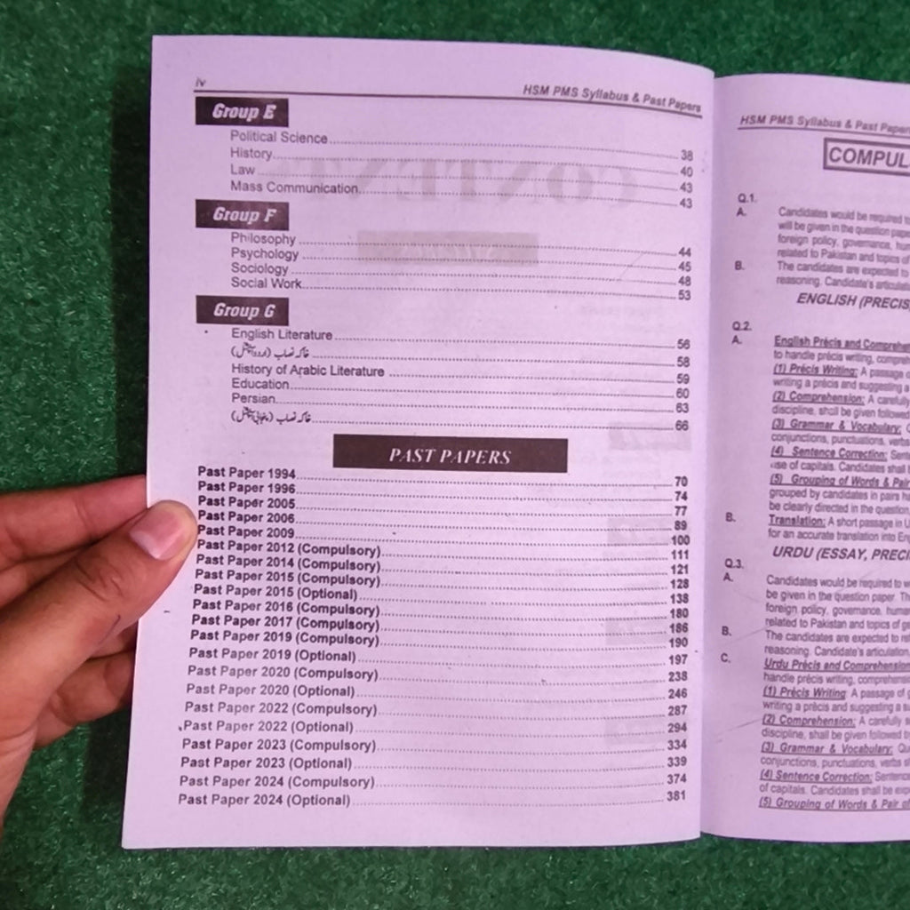 PMS Syllabus & Past Papers From 1994 to Date