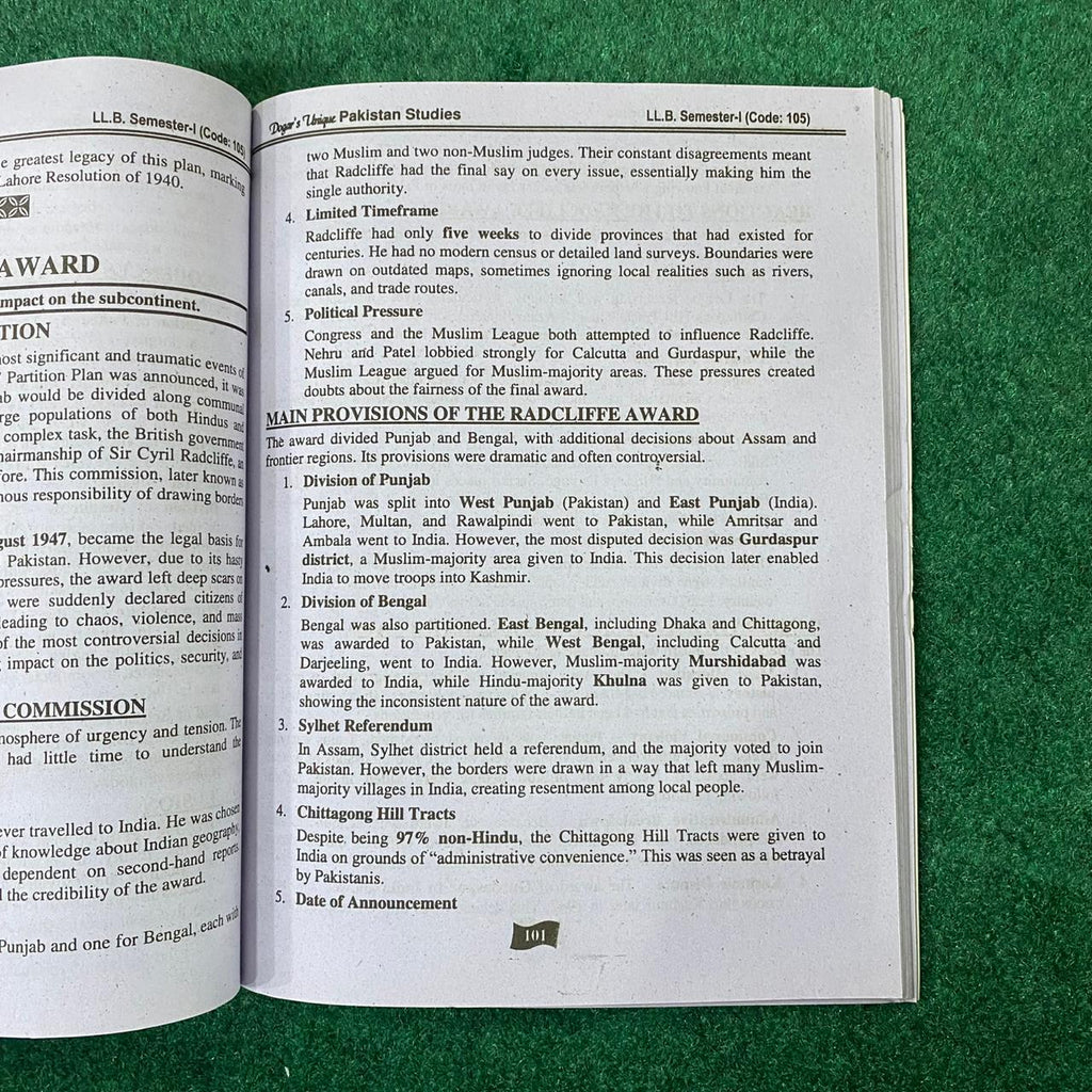 Hi-Brain Pakistan Studies LL.B 4 Years Program Part-I Semester-I Book
