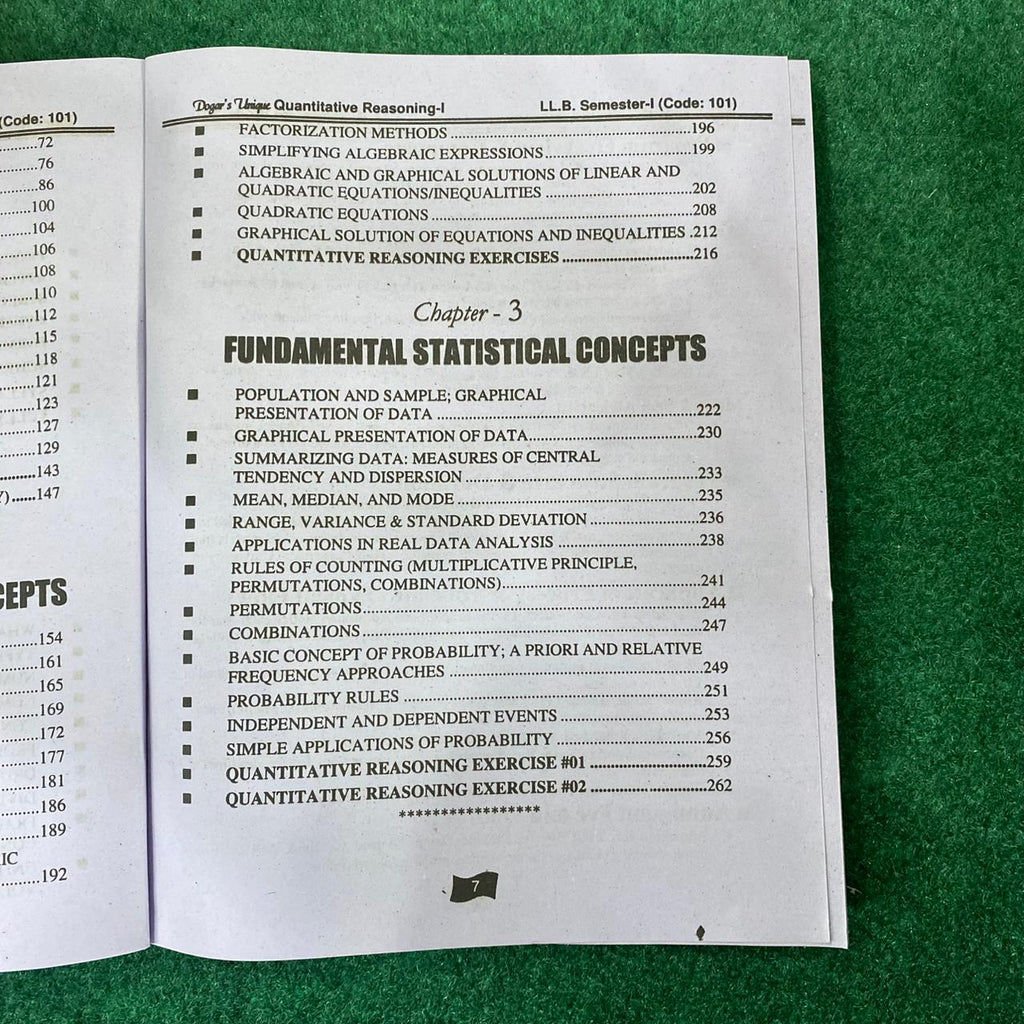 Hi-Brain Quantitative Reasoning-I LL.B 4 Years Program Part-I Semester-I Book