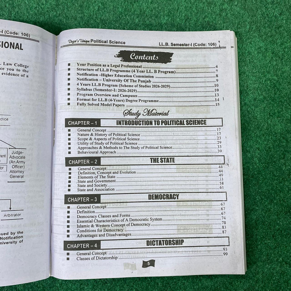 Hi-Brain Political Science LL.B 4 Years Program Part-I Semester-I Book