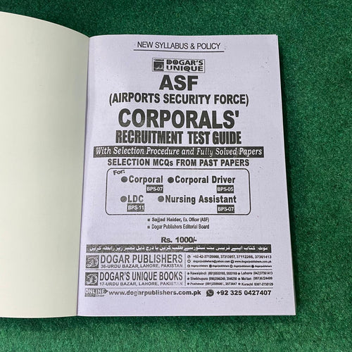 ASF Corporal Recruitment Test Guide (Edition 2026–2027)
