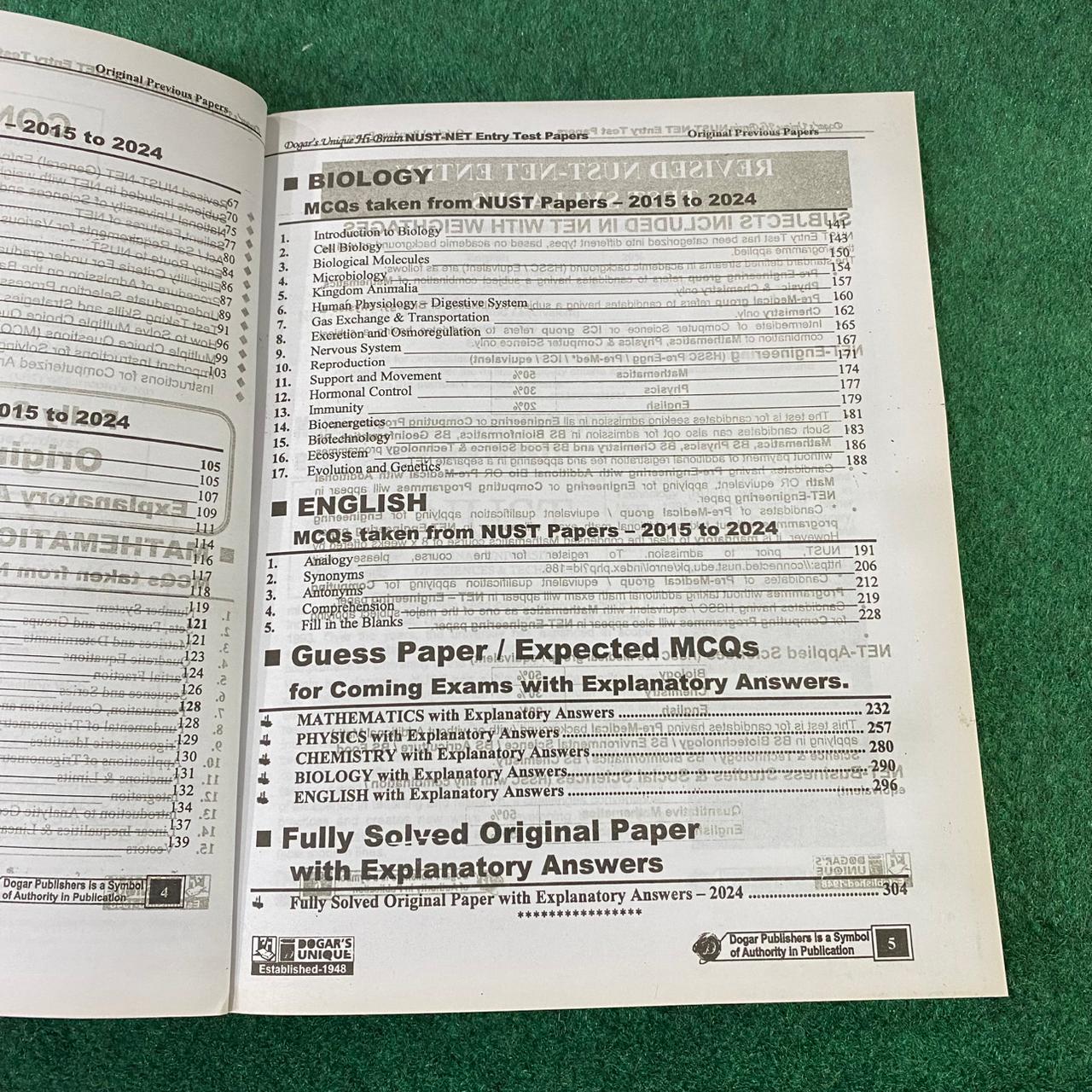 NUST NET Original Papers & Guess Paper / Expected Questions