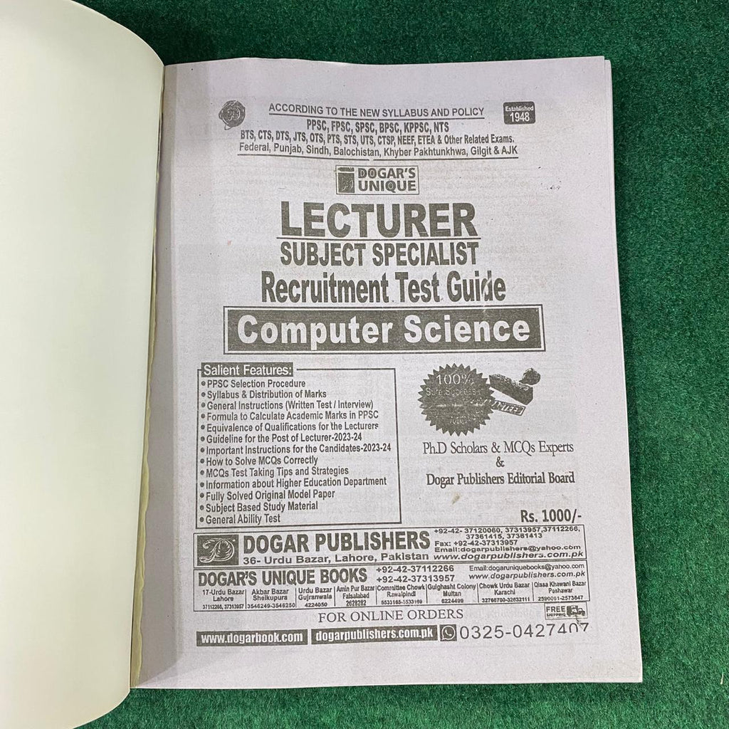 Lecturer / Assistant Professor Subject Specialist Guide for Computer Science