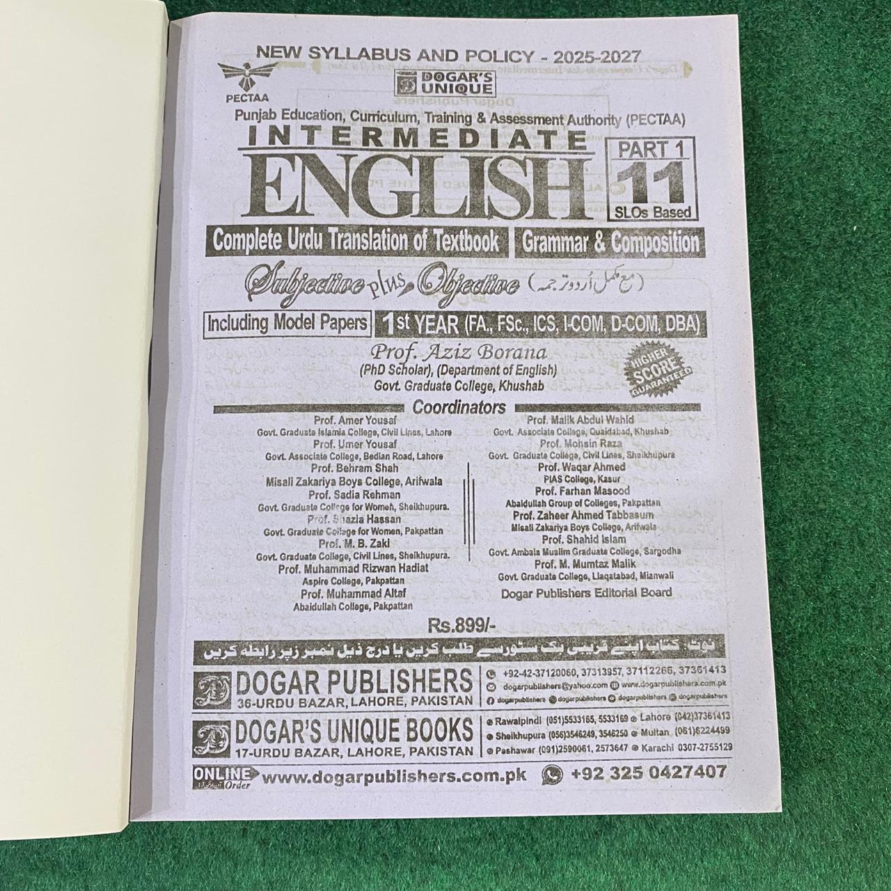 Intermediate English Part-I (11th Class) – SLOs Based Guide with Urdu Translation