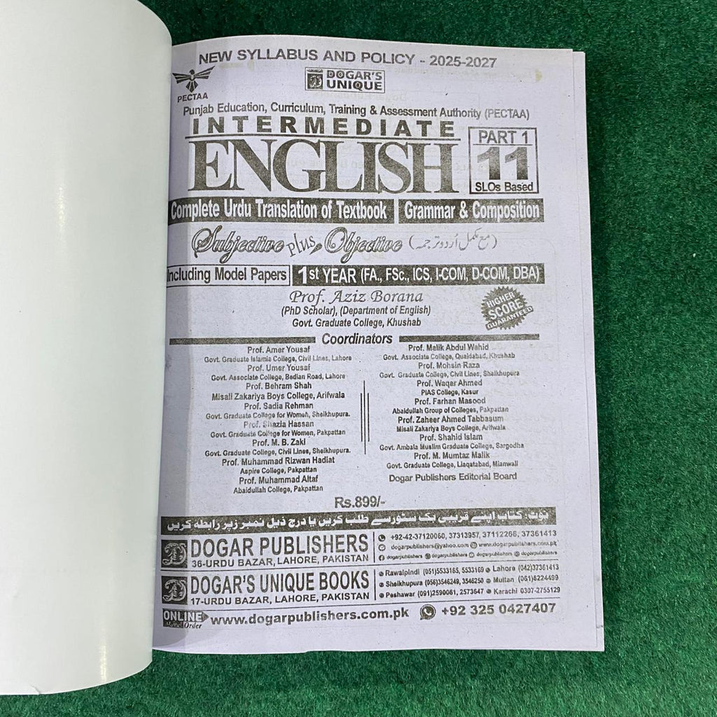 English 11 (SLOs Based) for CNA, LHV & Punjab Medical Faculty – Complete Guide with Urdu Translation