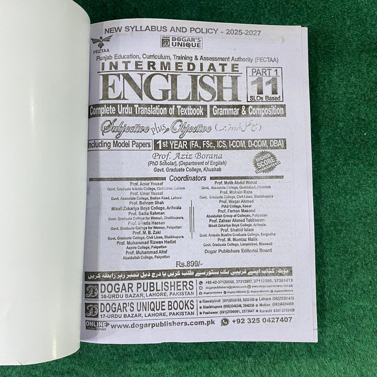 English 11 (SLOs Based) for CNA, LHV & Punjab Medical Faculty – Complete Guide with Urdu Translation