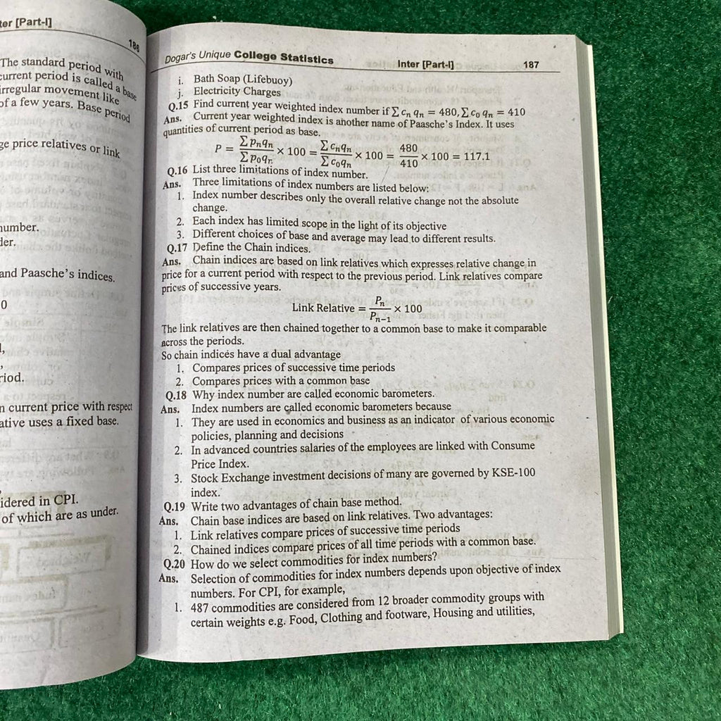 College Statistics (11th Class) – Textbook with Fully Solved Previous Board Papers