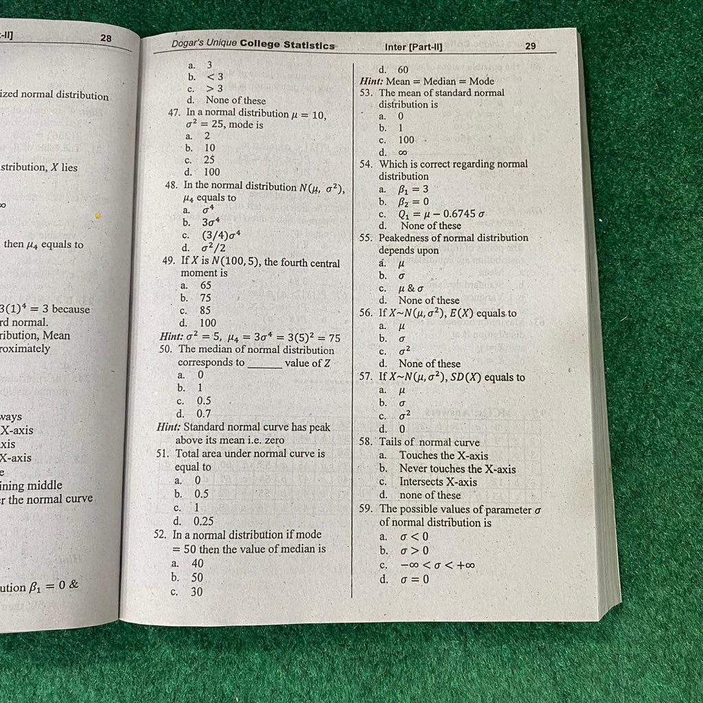 College Statistics (12th Class) – Textbook with Fully Solved Previous Board Papers
