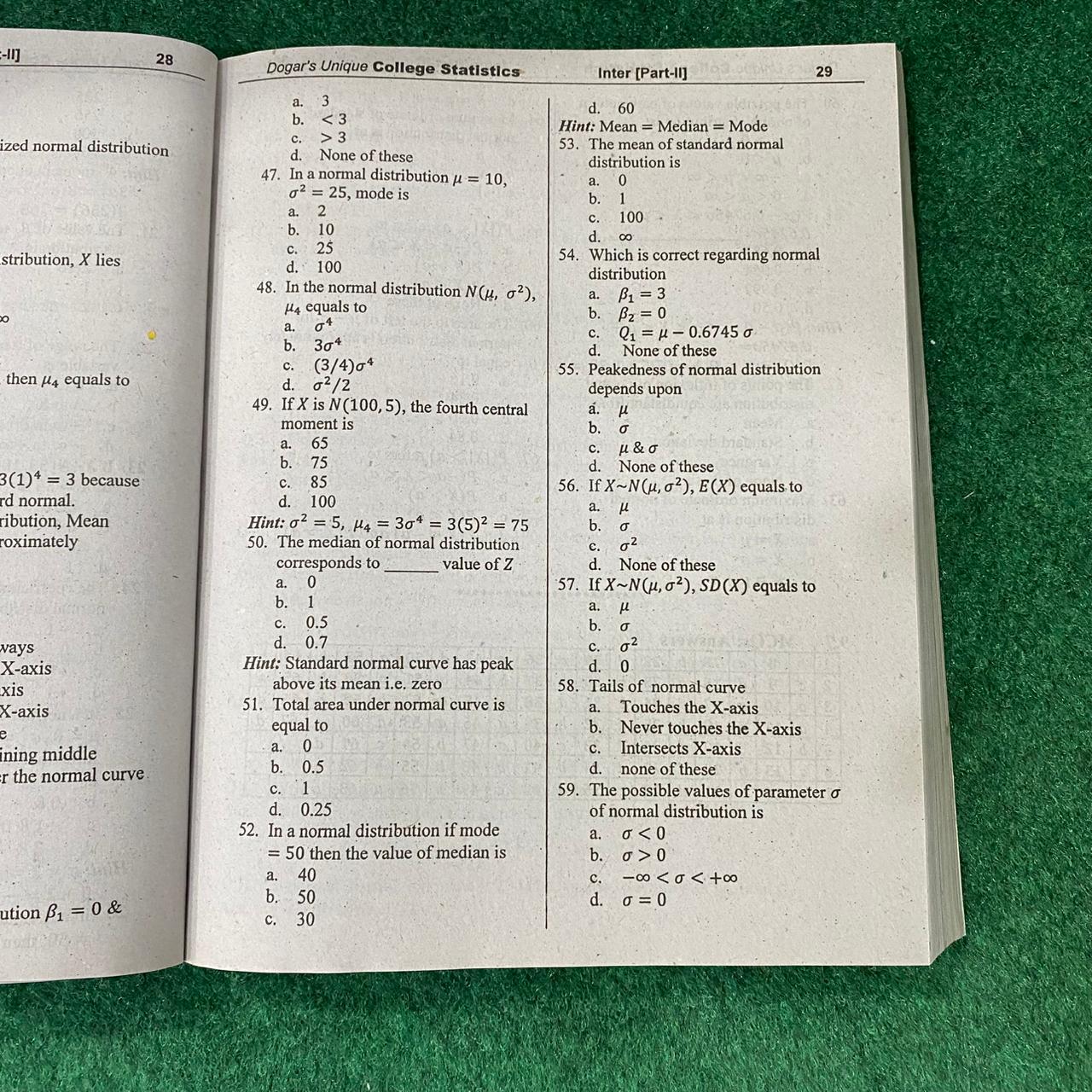 College Statistics (12th Class) – Textbook with Fully Solved Previous Board Papers