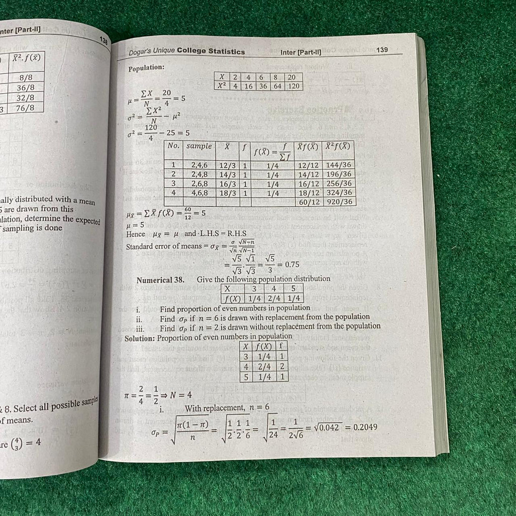 College Statistics (12th Class) – Textbook with Fully Solved Previous Board Papers