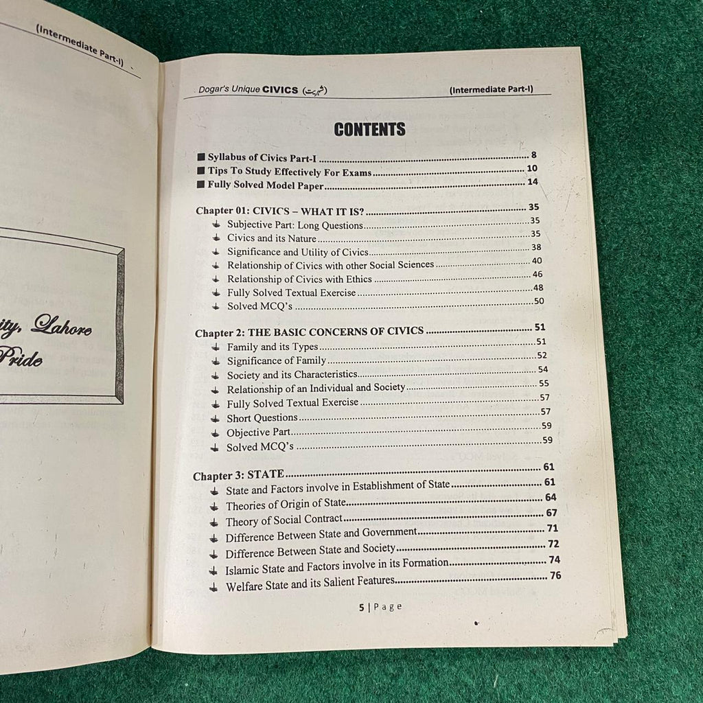 Intermediate Civics Part-I – Subjective & Objective Guide