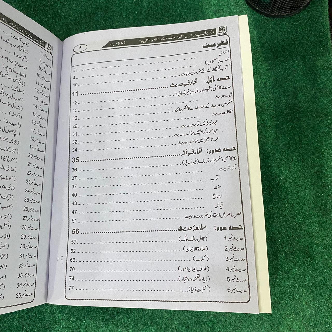 BA Dars-e-Salamiyat (Optional) – Hadith & Fiqh-ul-Tareekh Guide